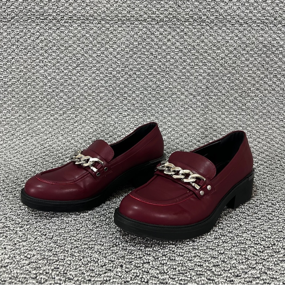 BP Burgundy and Black Loafers with Chain Detail